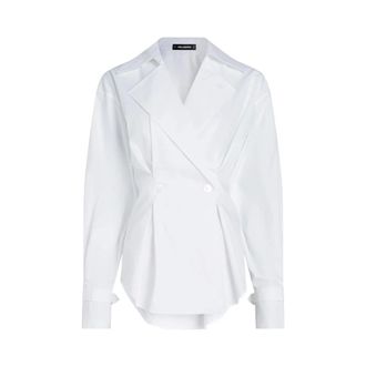 Karl Lagerfeld Double-Breasted Pleated Shirt - female - Karl Lagerfeld - Shirts - White - M - Blouses & Shirts