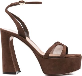 Gianvito Rossi 125 mm sandalen met plateauzool en enkelbandje - Bruin