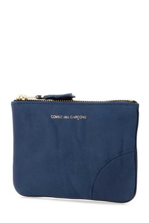 Comme Des Gar&ccedil;ons Womens Blue Leather Pouch Navy Cowhide Beauty Case