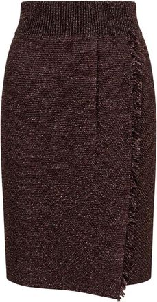 Akep Wrap Knit Midi Rok - Dames - Midirokken - Bruin - M - Wol - Rokken
