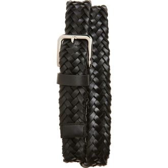 Vince Alex Woven Leather Belt in Black at Nordstrom, Size 34
