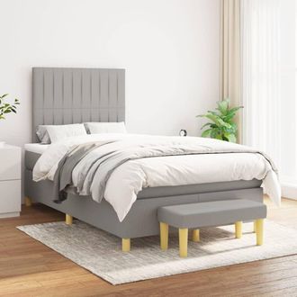vidaXL Vidaxl - Cama Box Spring Con Colch&oacute;n Tela Gris Claro 120x200 Cm
