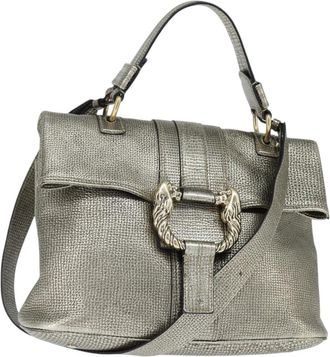 Bulgari Leoni Top Handle Leather Silver Leather Handbag (Pre-Owned)