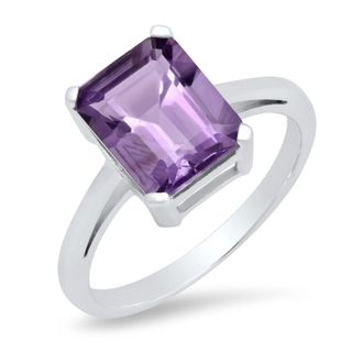 MAX + STONE Sterling Silver 8x10 Emerald Cut Gemstone Ring