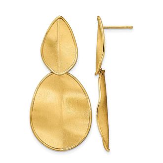 Diamond2Deal 14k Yellow Gold Polished Textured Drop Dangle Earrings