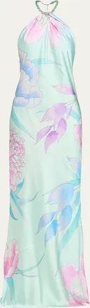 Retrof&ecirc;te Anat Floral Satin Halter Dress