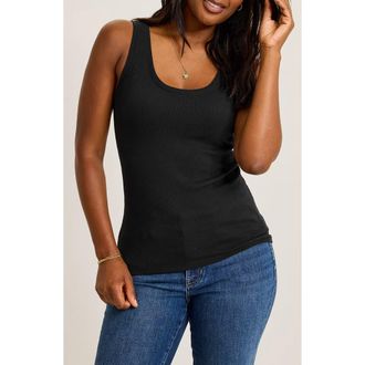 Tommy Bahama Sunset Bay Rib Tank Top in Black at Nordstrom, Size X-Small