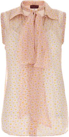 Gucci Light Pink Printed Crepe Shirt