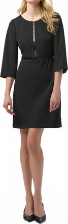 Joseph Ribkoff Scuba Crepe And Leatherette A-Line Dress In Black