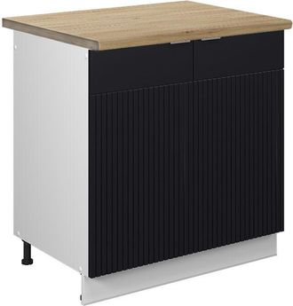 Vicco Armario Bajo Para Fregadero Fame-line, Rayas Negras, 80 Cm, Et Roble