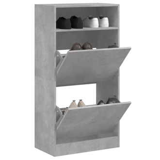 vidaXL Vidaxl - Zapatero De Madera De Ingenier&iacute;a Gris Hormig&oacute;n 60x34x116 Cm