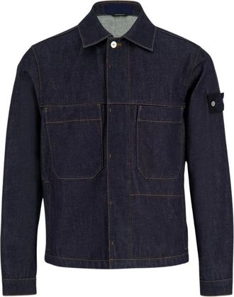 Stone Island Giacca Coach in Denim Raw Indigo - - Jackets - Uomo - Blu - L