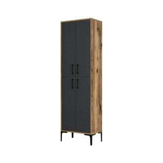 Dmora Zapatero de madera nobilitada nogal 60x35x200 cm