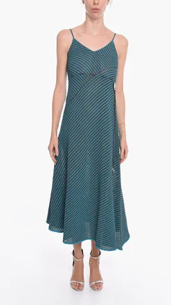 Bottega Veneta Maxidress in Misto Cotone a Righe con Coulisse Bottega Veneta