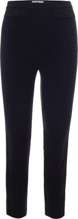 Elisabetta Franchi Black Crepe Satin Detail Fitted Pants