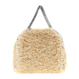 Stella McCartney Bolso de hombro con cadena de borreguillo sint&eacute;tico - Bags - Mujer - Beige - ONE SIZE