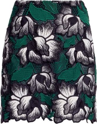 Elie Saab Minigonna a fiori - Nero