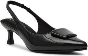 Anne Klein Izanda Pointed Toe Slingback Pump in Black Patent at Nordstrom Rack, Size 7.5