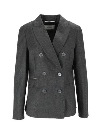PESERICO Tailored Structured Shoulders Double-Breasted Blazer