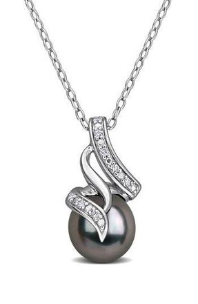 Delmar Tahitian Pearl & Diamond Pendant Necklace in Black at Nordstrom Rack