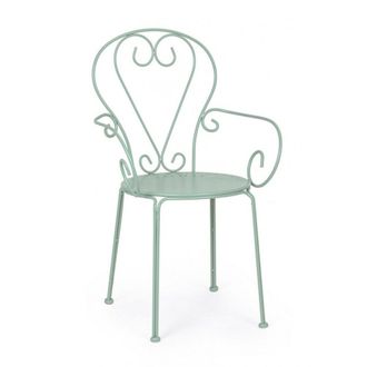 Konte Design Lote de 4 sillas apilables de acero verde claro, con reposabrazos