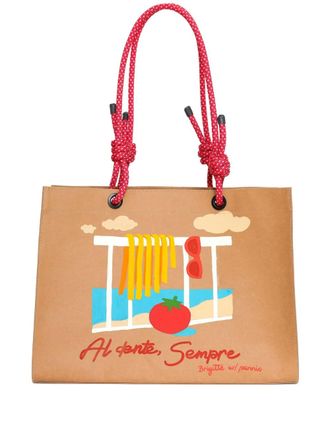 Brigitte graphic-print beach bag - women - Paper - One Size - Neutrals