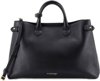 Burberry Banner Leather and House Check Canvas Large tote bag - Nero