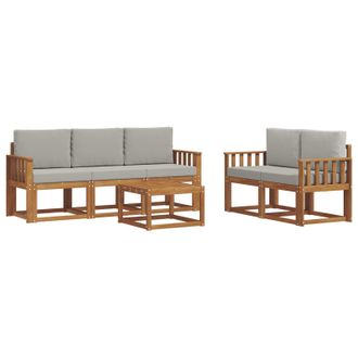 vidaXL Conjunto De Sof&aacute;s De Exterior 6 Pcs Gris Natural Y Claro Vidaxl