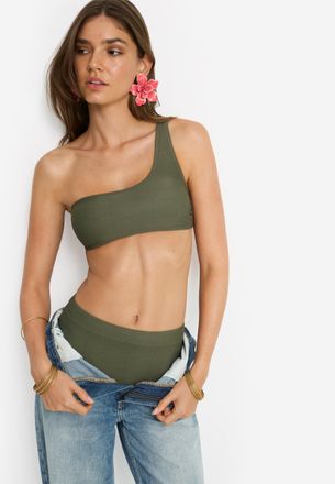 Lascana Bustier-Bikini-Top LSCN BY LASCANA Gina, Damen, Gr. 36, Cup C/D, oliv, Recycling-Polyamid, unifarben, Bikini-Oberteile Bustier-Bikini-Top, in One-Shou