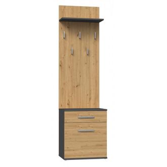 Topeshop Topeshop - Vioni - Mueble Guardarropa Pasillo - Perchero De Pared Con Estante - 5 Ganchos - Caj&oacute;n + Mueble De Almacenaje