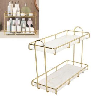 OEM &Eacute;tag&egrave;re &Agrave; 2 Niveaux - Tbest - Dor&eacute;e - Support De Rangement Cosm&eacute;tique - Structure M&eacute;tallique - Design &Eacute;l&eacute;gant