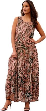 Roaman's Hand Crinkled Sleeveless Dress in Black Paisley at Nordstrom, Size 24
