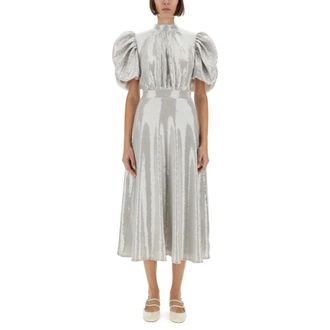 Rotate ROTATE Birger Christensen, Party Dresses, female, Gray, Size: XS Sequin Midi Puff Dress
