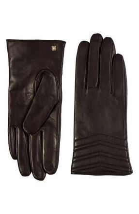 Bruno Magli Chevron Quilt Leather Gloves in Brown at Nordstrom Rack, Size Small