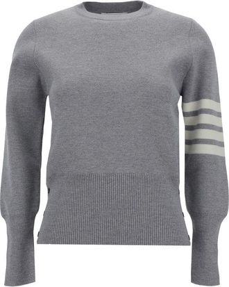 Thom Browne Womens Fourbar Stripe Detail Pullover Sweater - Grey - Size EU 40 (Womens)