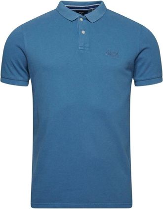 Superdry Vintage Logo Organisch Katoenen Polo Blauw - Heren - Polos - Blauw - M - Katoen - Tops