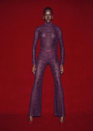 Mango Pantaloni dritti pizzo vino - Donna - XS - MANGO