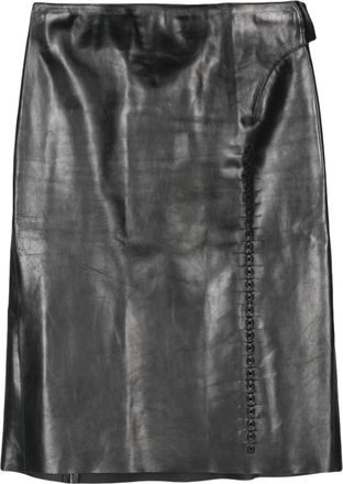 Gucci 2010s leather midi skirt - women - Leather - 38 - Black