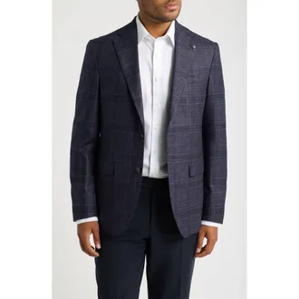 Jack Victor McAllen Plaid Wool Blend Sport Coat in Deep Purple at Nordstrom, Size 42