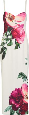 Alice & Olivia Nina Floral-print Satin-crepe Midi Dress - White - 12 (UK16 / XL)