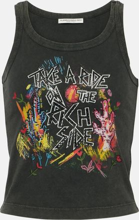 Alessandra Rich Printed cotton jersey tank top