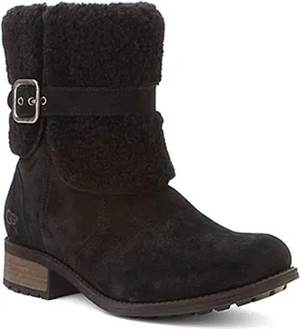 UGG Womens Blayre Ii Shearling Genuine Cuff Suede Boots In Black