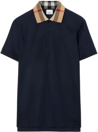 Burberry Vintage Check Polo met Contrastkraag - Heren - Polos - Blauw - S - Katoen - Tops
