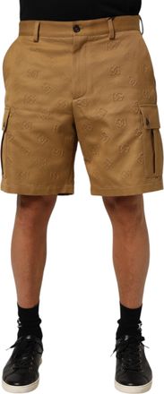 Dolce & Gabbana Mens Brown Cotton Stretch Logo Cargobermuda Shorts Co+02