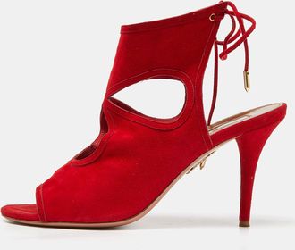 Aquazzura Red Suede Sexy Thing Cutout Sandals