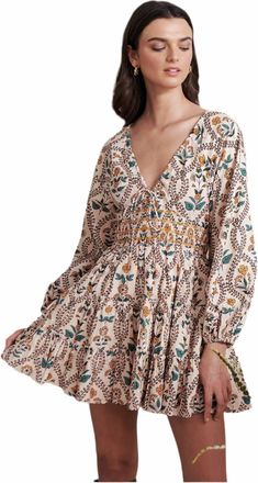 Saylor Gale Long Sleeve Mini Dress In Multi