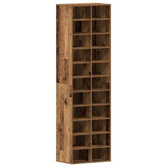 Berkfield Home Shoe Cabinet Old Wood 54x34x183 cm Engineered Wood in Brown | Size: 54 x 34 x 183 cm