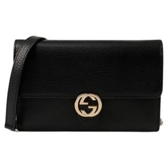 Gucci Pre-owned Cross Body Bags, female, Black, Size: ONE SIZE Pre-owned Interlocking Mini WOC Crossbody Bag