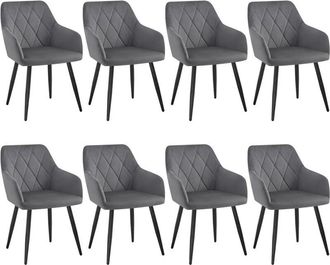 Woltu 8x Dining Chairs Velvet and Metal Legs for Dining Room, Living Room and Kitchen Room - Dark Grey