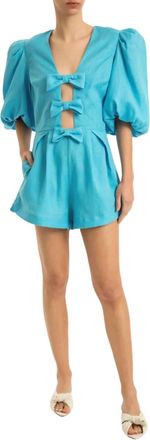 Adriana Degreas Fantasy Solid Playsuit With Bows In Turquoise